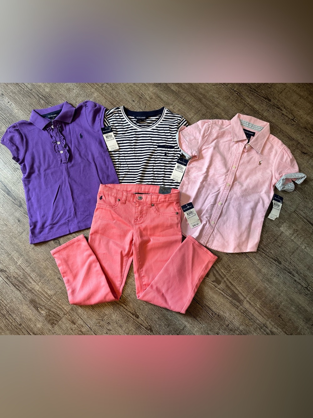 NWT Ralph Lauren Girls Bundle | Pink Jeans 5T & 3 Tops Size 6/6X | Preppy Set